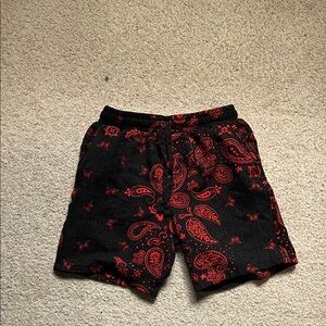 Malibu Black and Red Patterned Shorts